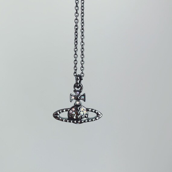 Vivienne Westwood gunmetal dark silver orb chain … - image 1