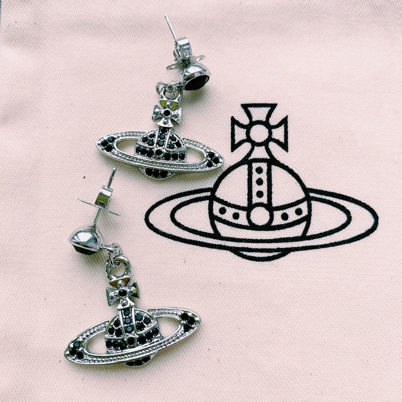 Vivienne Westwood silver and red orb drop earrings with Etsy