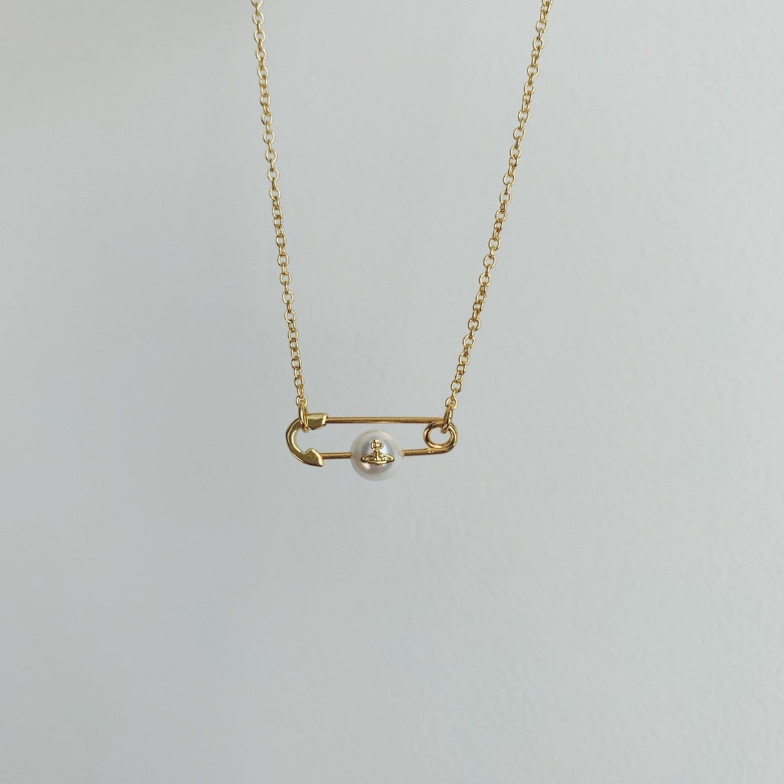 Vivienne Westwood Gold Safety Pin Pendant Chain Necklace With Etsy
