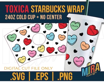 Valentines Hearts | Conversation Hearts, Spanish, Mexican, Toxica, Tumbler, Cold Cup Wrap, Candy Heart SVG, SVG, Dulces Corazones | Cricut
