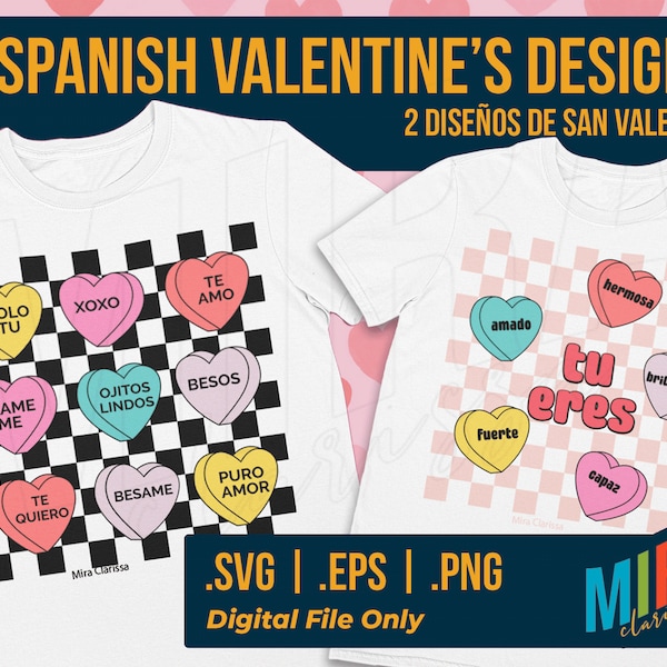 Spanish Valentine's Day PNG SVG Bundle, Mexican Valentines, Spanish Candy Hearts, día de San Valentín, Latina Present, Spanish Shirt