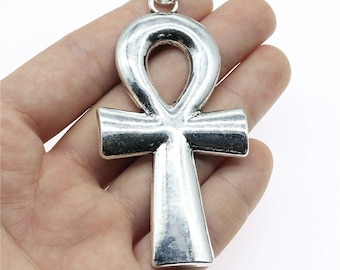 large sterling silver ankh pendant