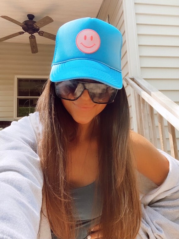 Neon Pink Smile Trucker Hat - Etsy 