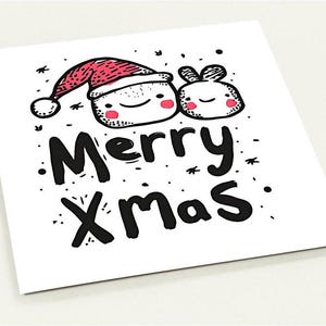Cartes postales de Noël d'amis joyeux Noël | Paquet de 10 | Cartes de vœux dessinées à la main respectueuses de l'environnement | 14,1 x 14,1 cm Papier mat | Enveloppe |