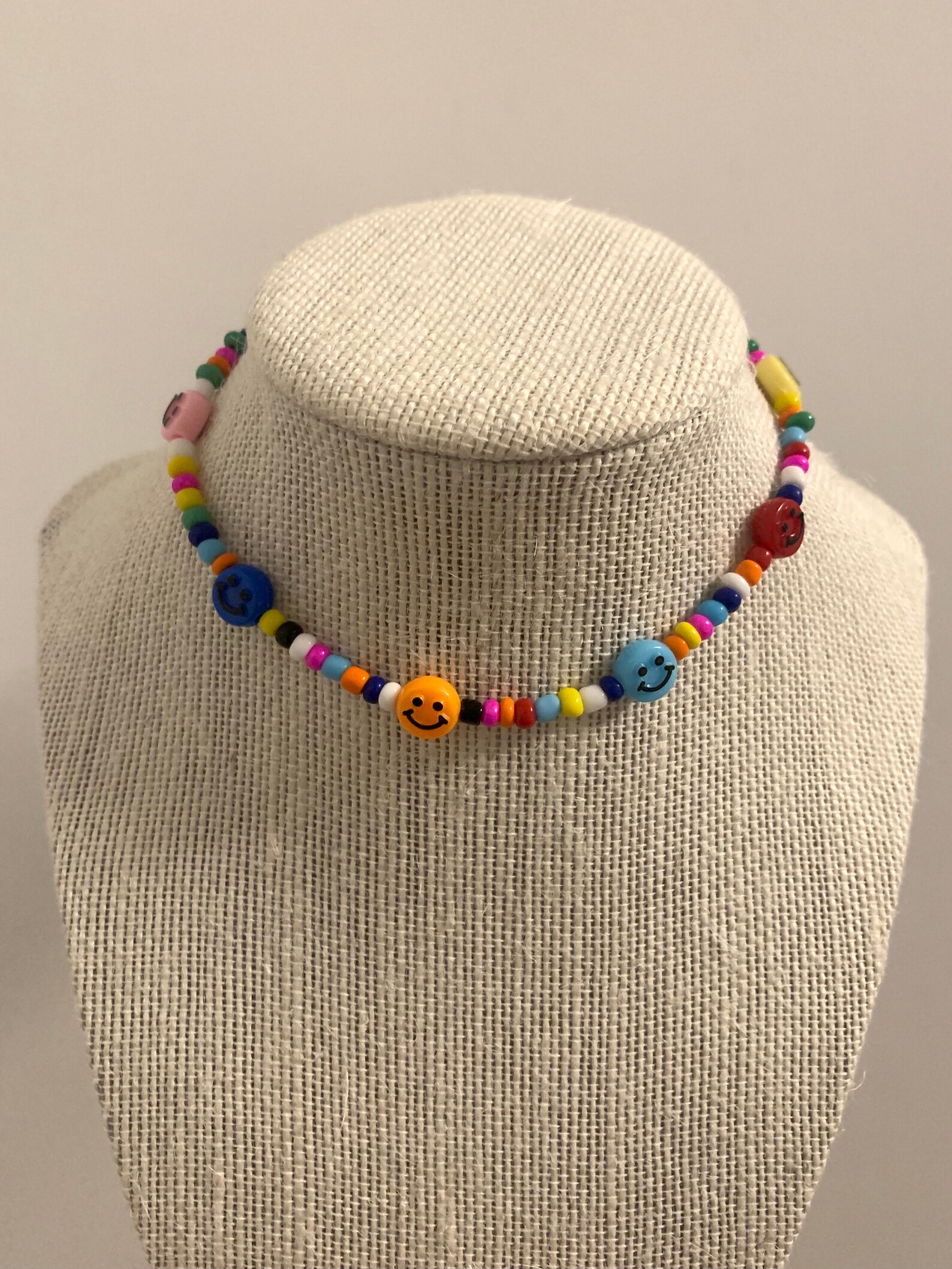 beaded smiley necklace