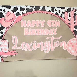 Pink Cowgirl Birthday Banner