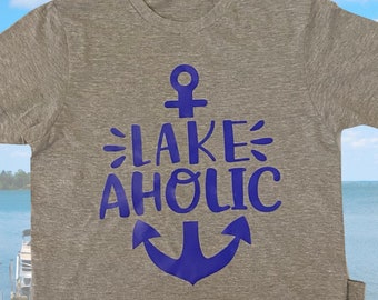 Blue "LAKEAHOLIC" T-Shirt (Adult AND Kids Sizes)