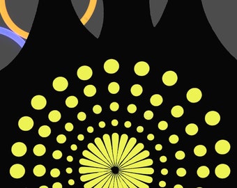 Glow in the Dark Neon Yellow Dot Design Cropped Black Tank Top (Ladies Sizes)