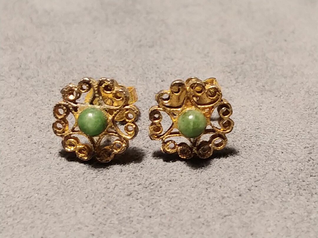 Heart Star 12K Gold Lace Stud Earrings Etsy