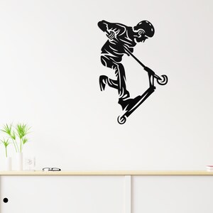 Scooter Boy Metal Wall Art - Kick Scooter Rider Boy Stunt Kick Scooter Extreme Sport Print Nursery Boys Bedroom Decor Sports Wall Metal Art