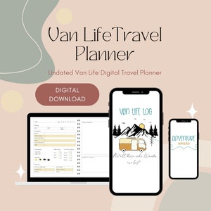 Journal de voyage Van Life et planificateur quotidien, comprend un journal d'entretien du véhicule et un registre des dépenses pour les voyages en voiture et la vie sur la route