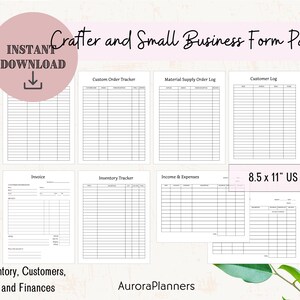 Easy Bookkeeping Forms, Small Business Income Expense Tracker, Crafters Inventory, Supplier Tracker, Vendor and Order Trackers, Invoice