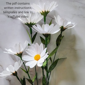 Tutorial sulle margherite / istruzioni e modello / video tutorial / fiori fatti a mano fai da te / margherite di carta / decorazioni per la casa / creazioni con la carta
