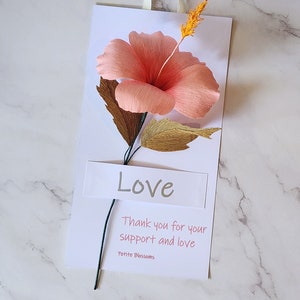 Custom card with flowers | crepe paper flower | thank you card