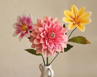 Handmade Crepe Paper Dahlia Bouquet: Floral Home Decor