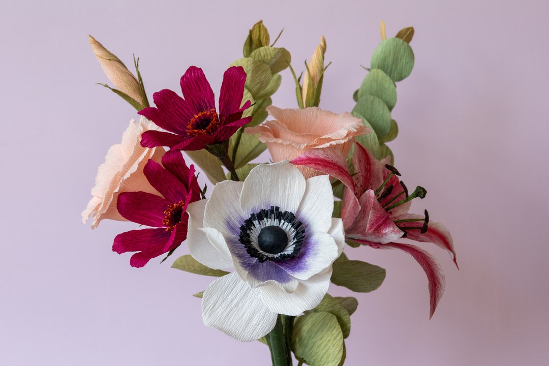 Crepe Paper Flower Bouquet Crepe Paper Flower Handmade Etsy
