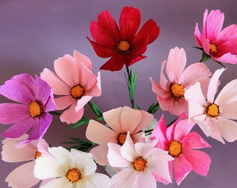 Handmade Crepe Paper Cosmos Flower: Realistic Floral Decor