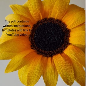 Tutorial fai da te sui girasoli di carta / file PDF + Video tutorial per girasoli di carta / girasoli di carta / lavorazione dei girasoli / girasoli decorativi per la casa