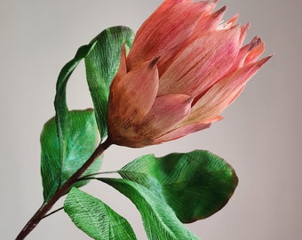 Handmade Crepe Paper King Protea Flower: Floral Home Decor