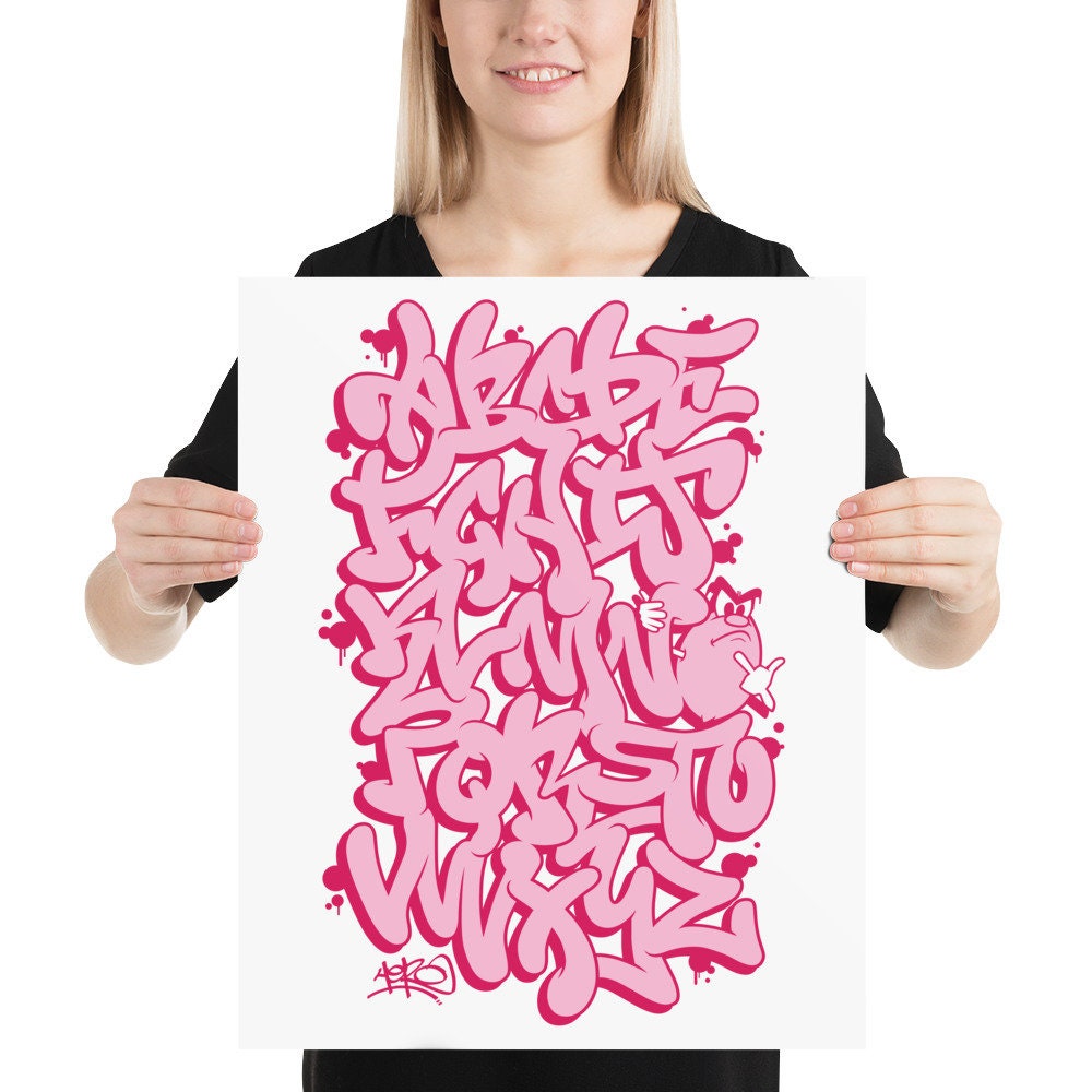 Graffiti Alphabet Poster Pink 