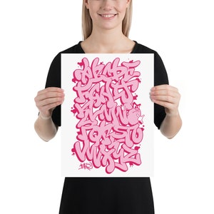 Poster dell'alfabeto graffiti - rosa
