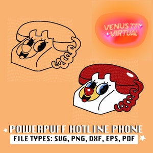 Powerpuff Hotline Phone | svg dxf eps pdf png | Y2K Aesthetic Designs Digital Download Cut Files 2000's Power Puff Girls Decal Cartoon