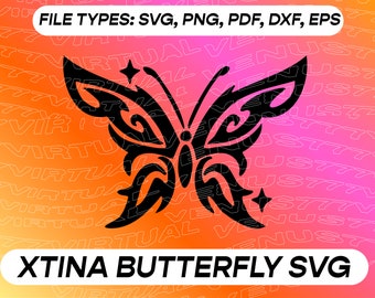 XTINA Y2K BUTTERFLY | svg dxf eps pdf png | 2000's Aesthetic Designs Digital Download Cut Files for Cricut Silhouette