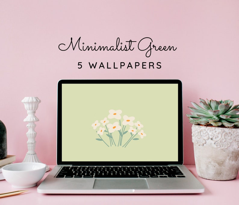 Minimalist Green MacBook and Windows Desktop Wallpaper Etsy
