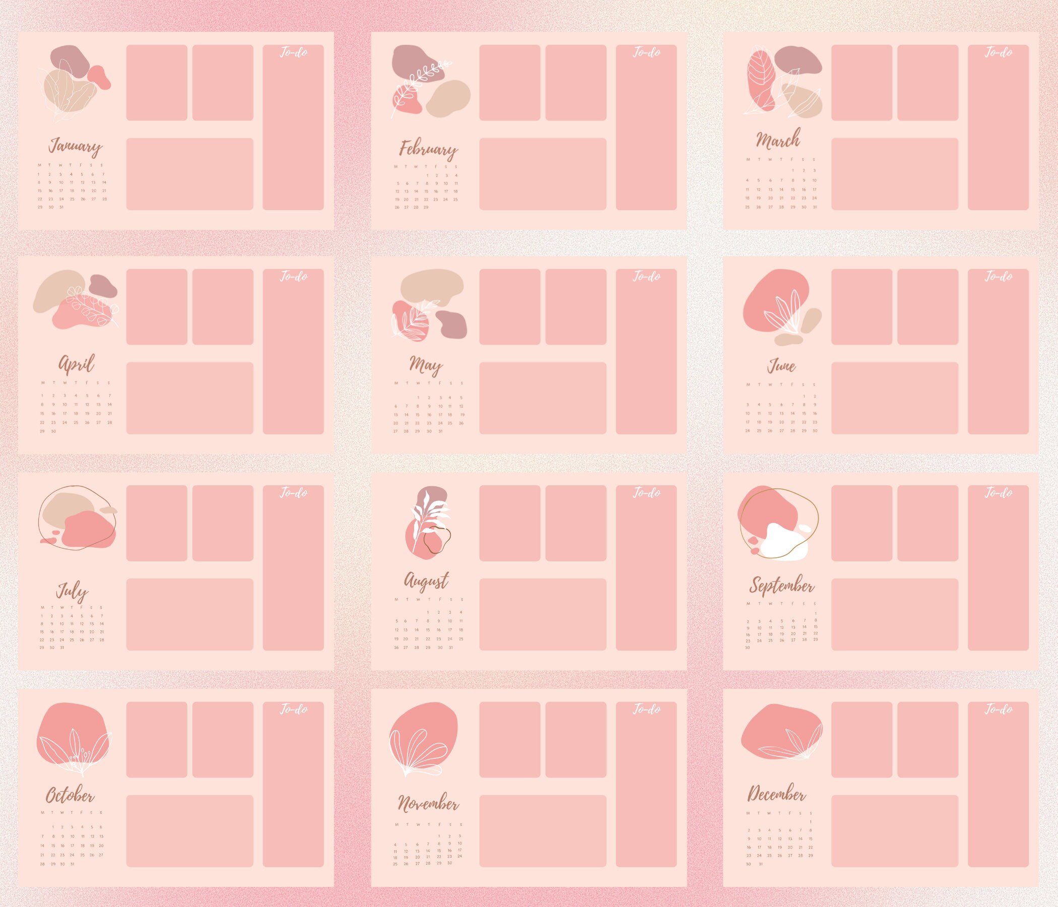 Pink Desktop Wallpaper Organizer with Calendar (1508034)
