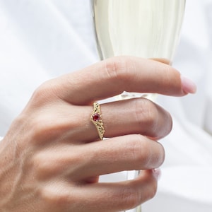 Ruby Chevron Wedding Ring in 14K Solid Gold