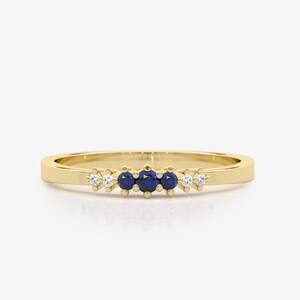 Dainty Sapphire Diamond Ring in 14K Gold 14K Yellow Gold