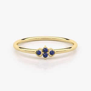 Minimalist Sapphire Ring, Sapphire Stacking Ring, 1.2mm 14K Gold Ring, Dainty Sapphire Ring, Minimalist Jewelry, September Birthstone Gift