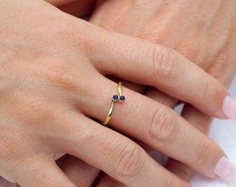 Minimalist 14K Gold Sapphire Stacking Ring