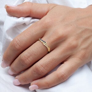 1.3mm Sapphire and Diamond Wedding Band image 1