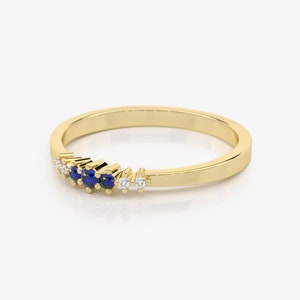 Dainty Sapphire Diamond Ring in 14K Gold image 3