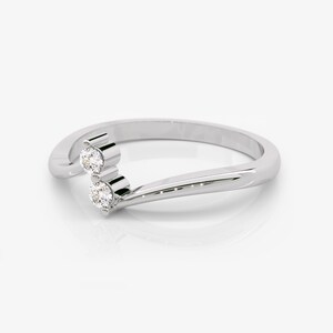 Asymmetrical 14K White Gold Diamond Wedding Band image 2