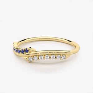 1.3mm Sapphire and Diamond Wedding Band image 3