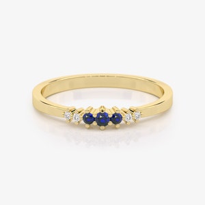 Dainty Sapphire Diamond Ring in 14K Gold image 4