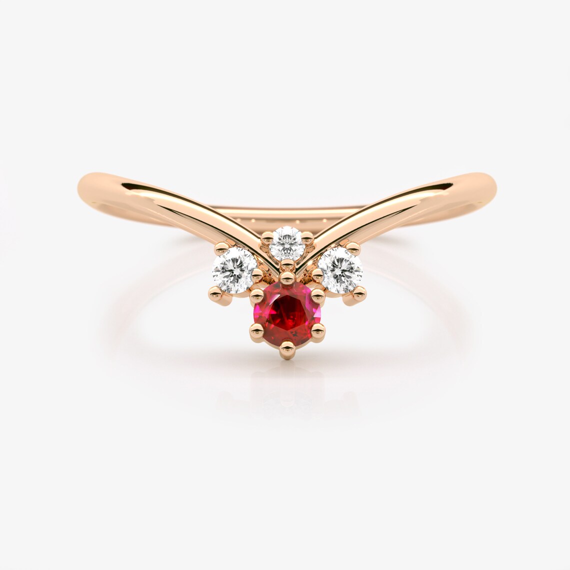 14K Gold Ruby Chevron Ring, Royal Ruby Ring, Ruby and Diamond Ring ...