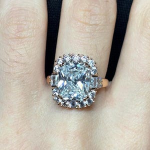 3 CT Cushion Cut Moissanite Engagement Ring, Cushion Cut Ring, Elongated Cushion, Cushion Cut Ring for Her