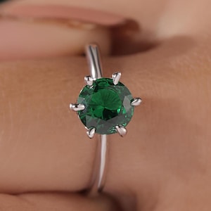 Green Moissanite Ring | Brilliant Round Cut Moissanite Ring Jewelry | Dainty Woman Promise Ring | Wedding Ring | Anniversary Gift