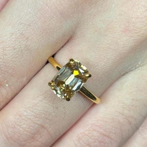 Kissen Champagner Moissanite Diamantring im alten Minenschliff, Kissen Champagner Moissanite Diamantring in klassischem Vintage-Schliff