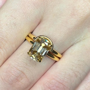 Kissen Champagner Moissanite Alt Mine Cut Diamant Ring Set, Kissen Champagner Moissanite Diamant Ring Set, OldMineCushionClassicVintageCutRing