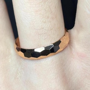 Hammered Gold Wedding Band Perfect Hammered 4mm Band Solid 14K Gold Wooman&#39;s Wedding Ring Rustic Band Your Choice of Gold Color Rustic Ring