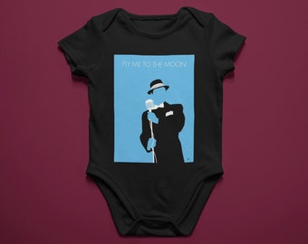 Houhui Frank Sinatra Come Fly with Me Babys Boys and Girls Skin-Friendly Short Sleeves Onesies Black 