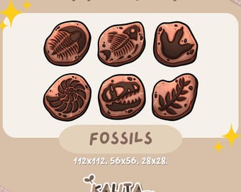 Kawaii Fossil Twitch Channel Points – Dinosaur Icons (Digital Download)