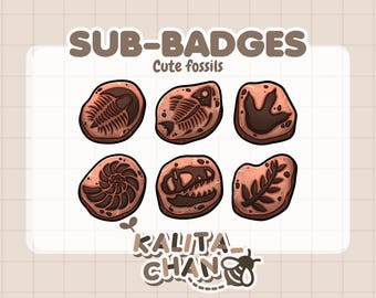 Fossil Twitch Sub Badges – Kawaii Dinosaur Icons (Digital Download)
