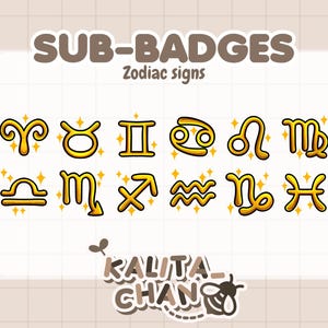 Słodkie sub-odznaki znaków zodiaku dla Twitch - słodkie - znaki zodiaku - kawaii