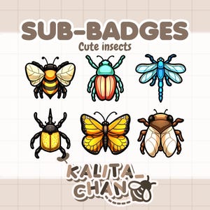 Cute Insects sub-badges for Twitch - cute - insects - bugs - kawaii