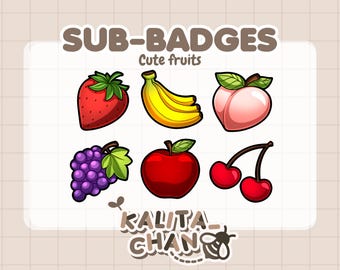 Kawaii Fruits Twitch Sub Badges – Streamer Graphics (Digital Download)